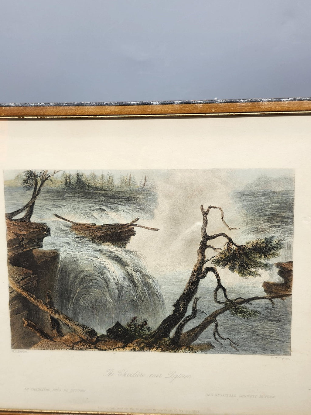 Vintage W H Bartlett Chaudiere Falls Bytown Hand Tinted Engraving 11x14 Framed