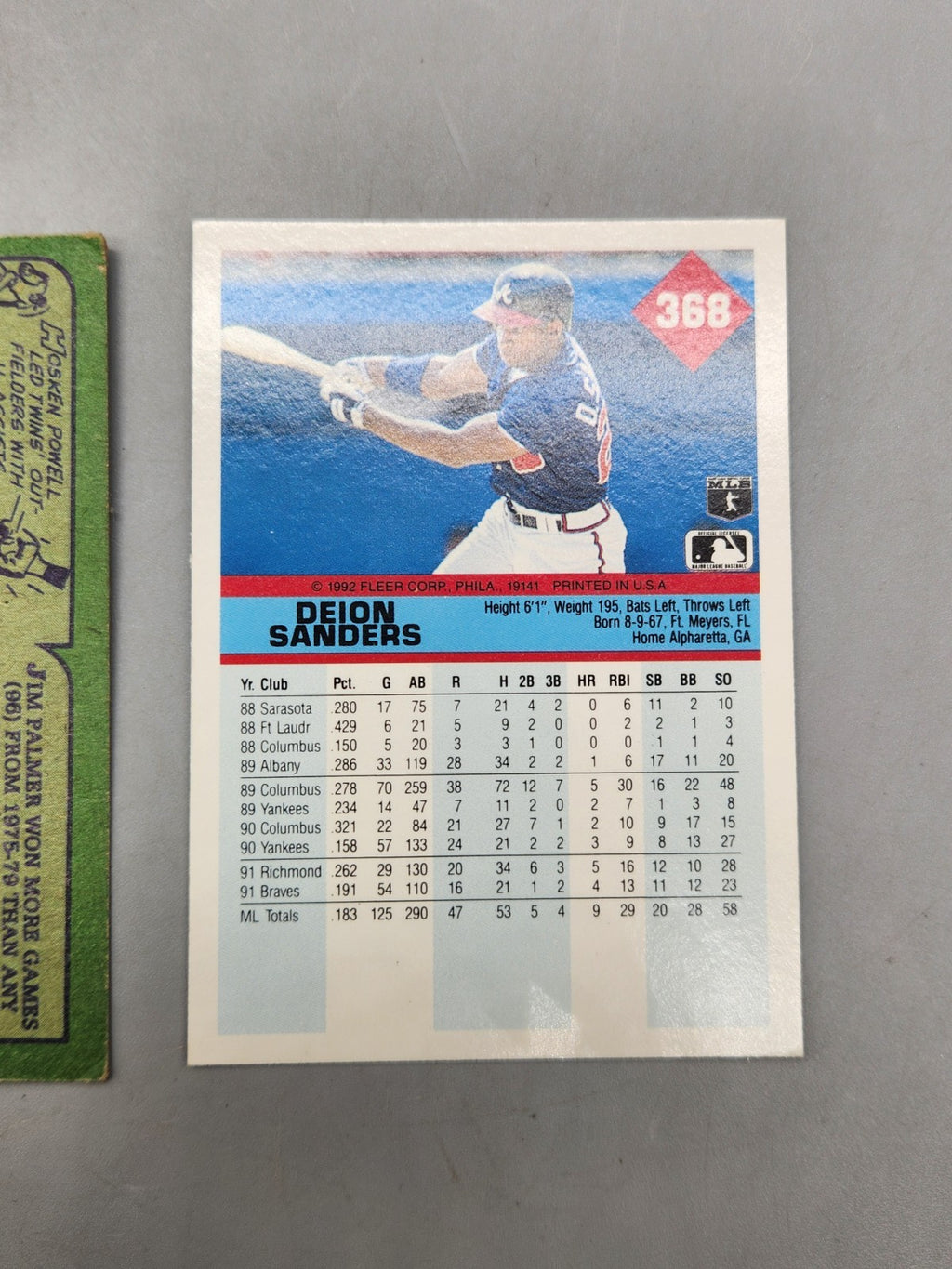 Deion Sanders Baseball Card Lot Fleer 1992 Dusty Baker Dan Meyer Vintage MLB...