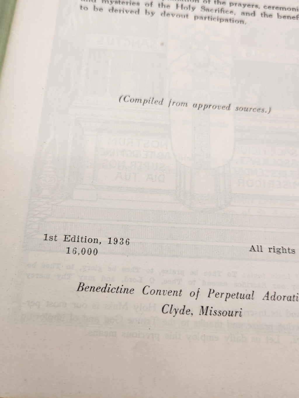 1936 The Treasures of the Mass 1st Edition Catholic Devotional Prayer Book...
