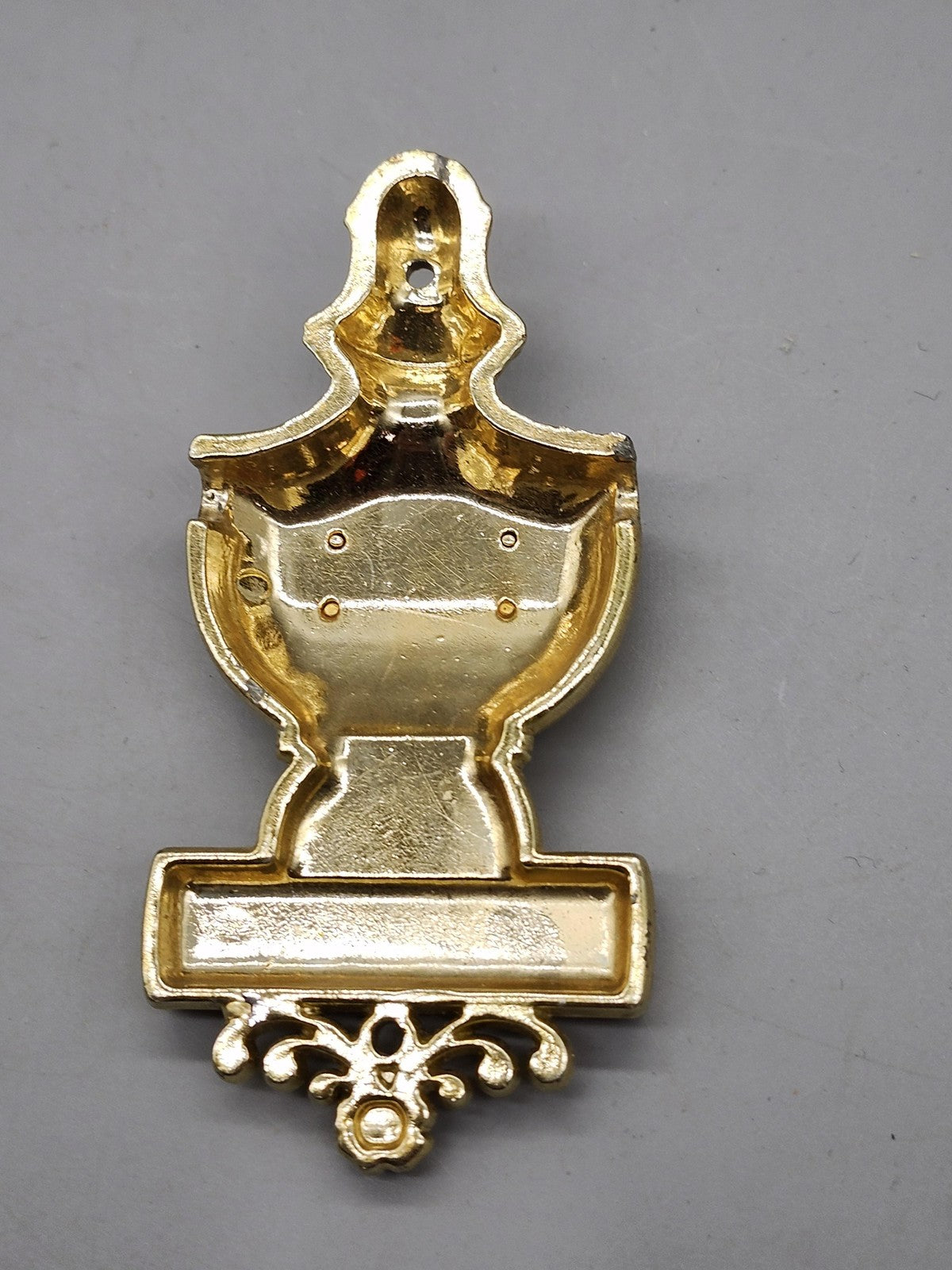 Vintage God Bless Our Home Wall Plaque Gold Tone Virgin Mary Catholic Decor