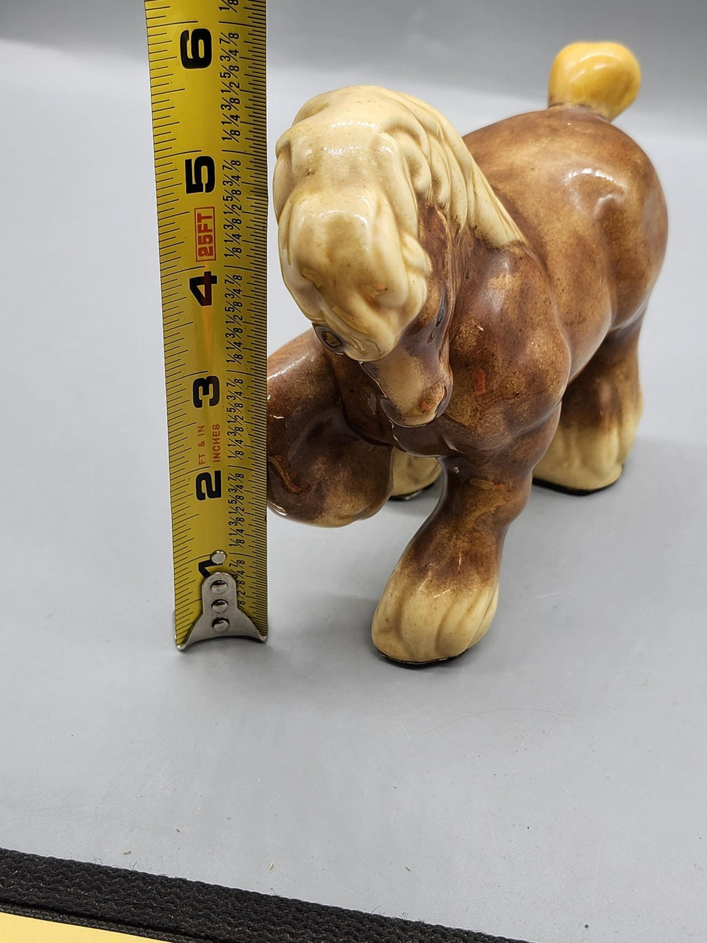 Unmarked Horse Figurine Medium Brown Cream Porcelain Pony Shelf Decor Accent