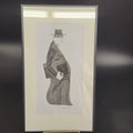 Signed Man In Hat Ink Portrait Drawing Medium Framed Black White Illustration