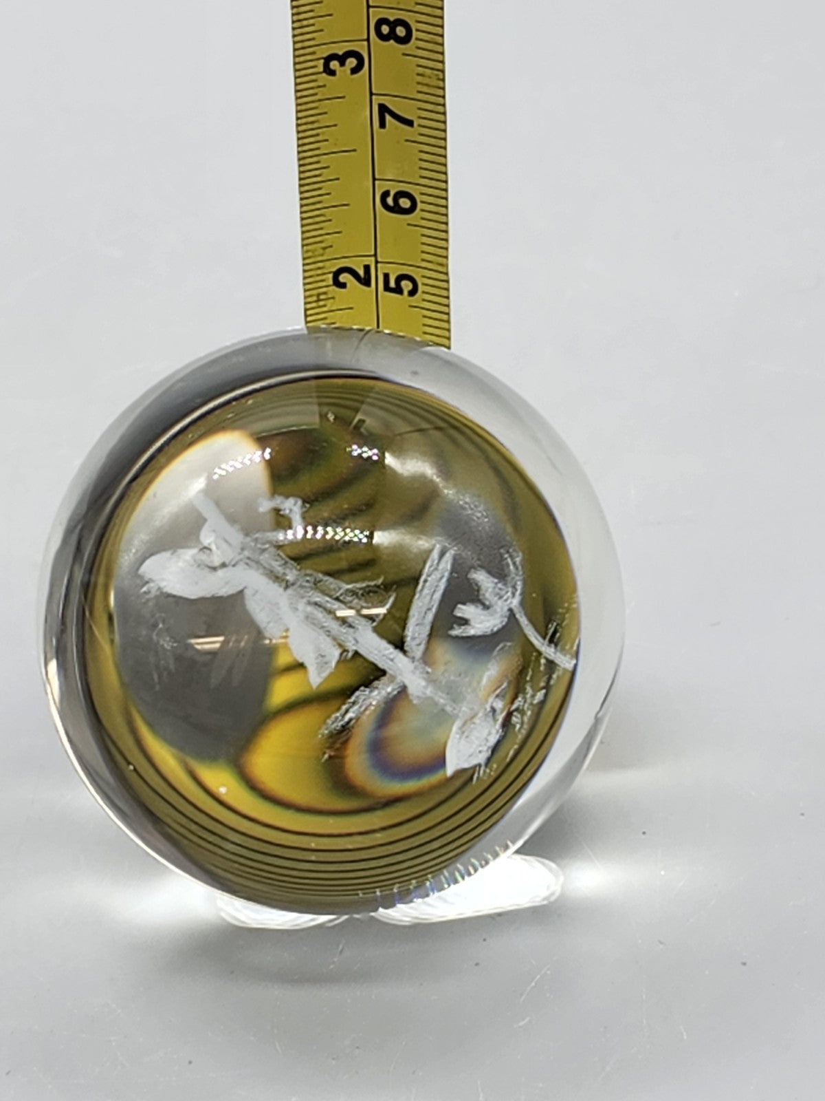 3D Laser Etched Crystal Ball Fairy Riding Dragonfly Paperweight 2.5"