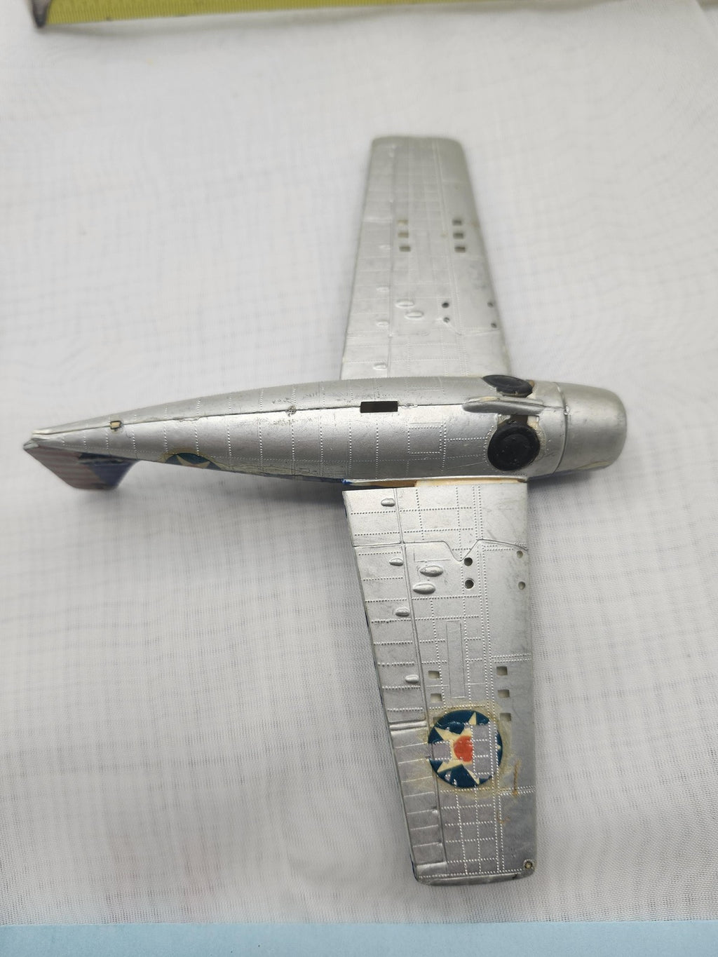Vintage Blue Zamak Airplane Toy Small Military Fighter Plane 3 F-3 Stars