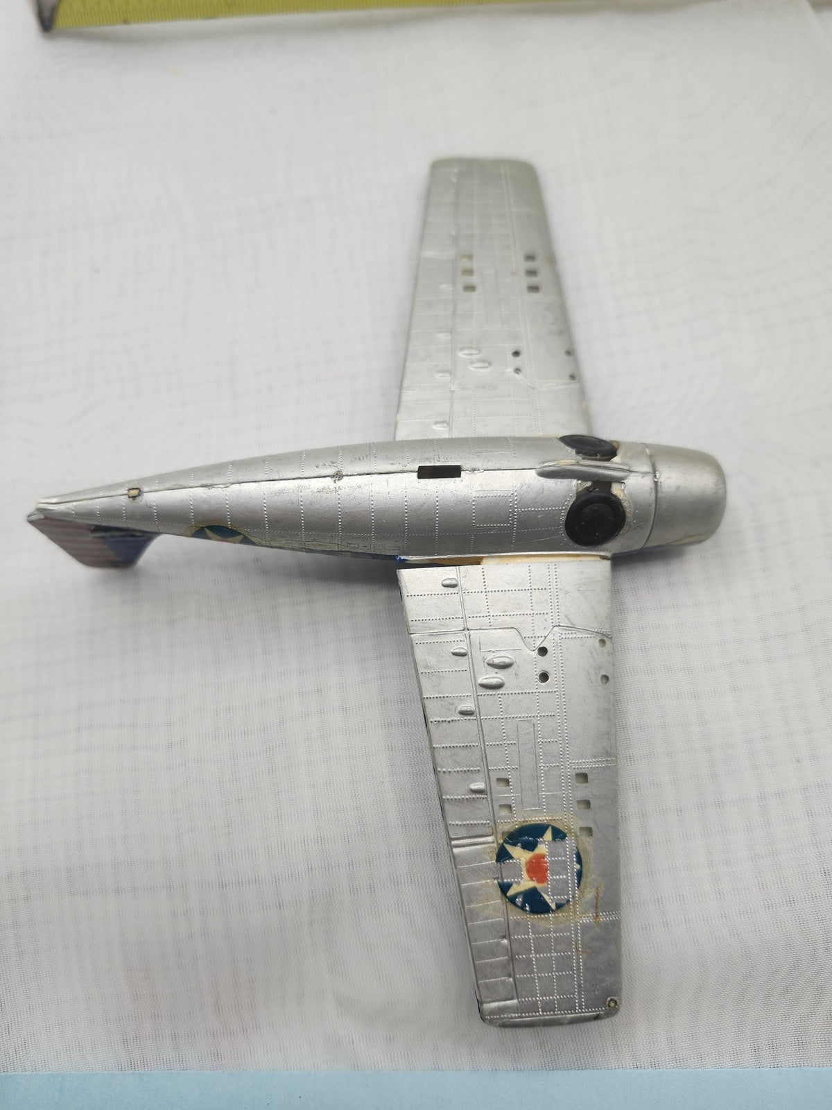 Vintage Blue Zamak Airplane Toy Small Military Fighter Plane 3 F-3 Stars
