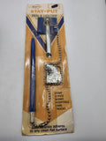 Vintage W.T. Rogers Stay-Put Pen Holder Blue Ink Chrome Chain USA Desk Mount
