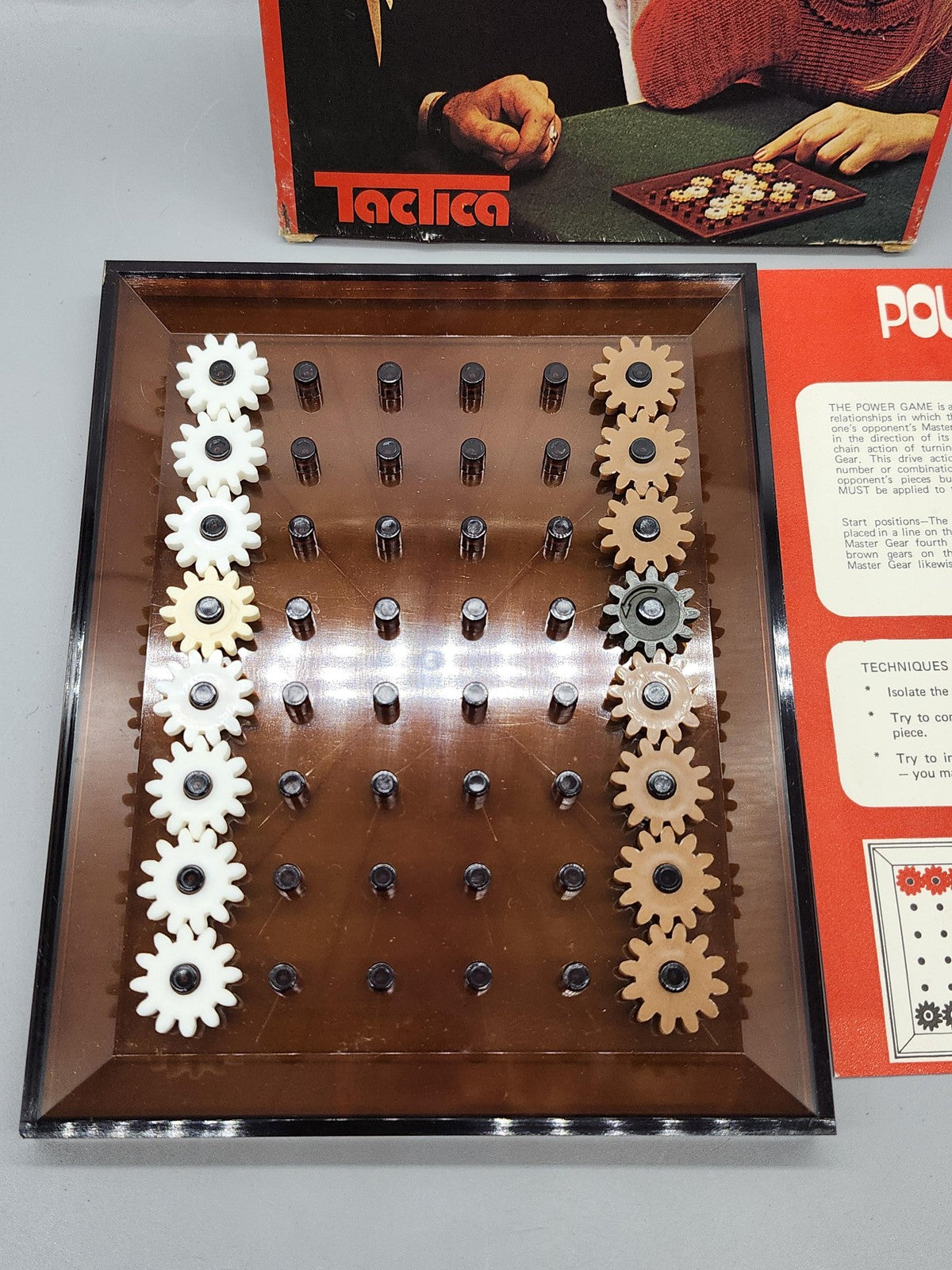 Vintage 1975 Tactica Power Game Strategy Board Game Gears Toy Retro Tabletop