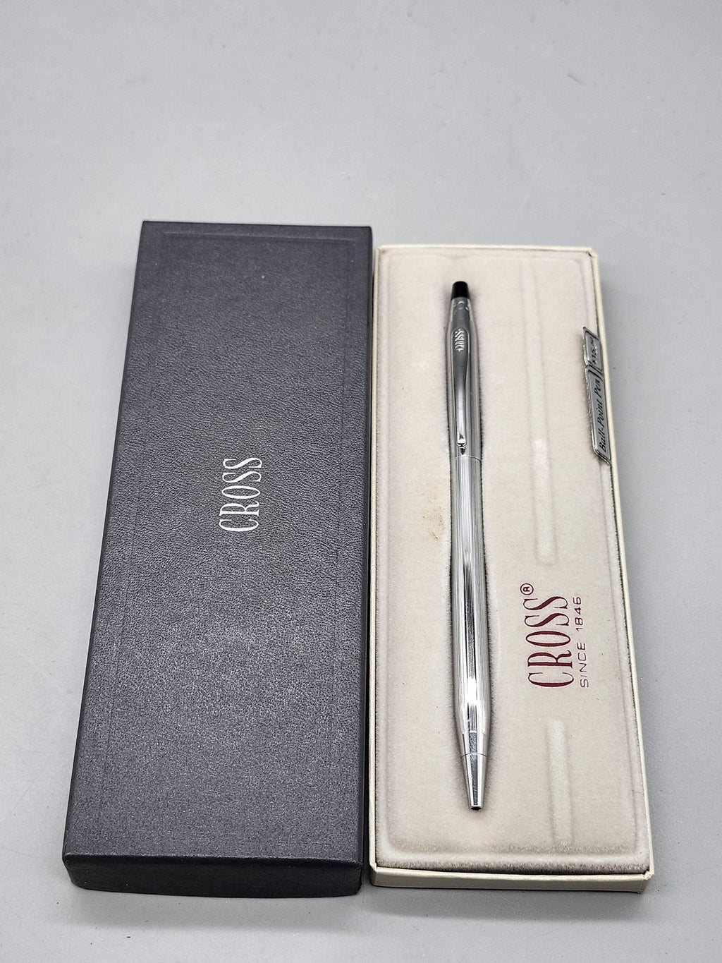 Vintage Cross Chrome 3502 Ballpoint Pen Blue Ink Gift Box Instructions