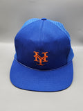 Vintage New York Mets Mesh Trucker Snapback Hat MLB Official License Blue Orange
