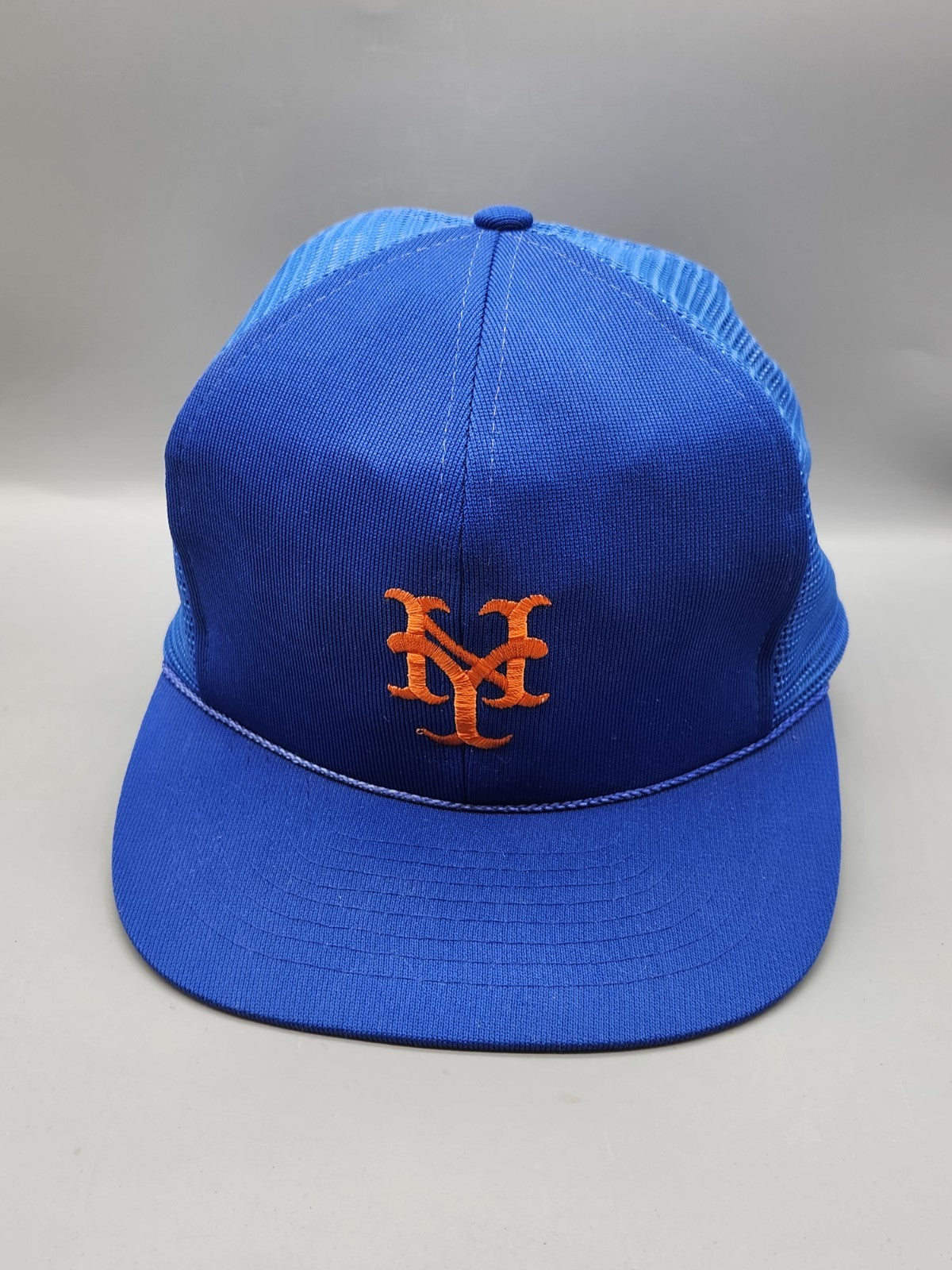 Vintage New York Mets Mesh Trucker Snapback Hat MLB Official License Blue Orange