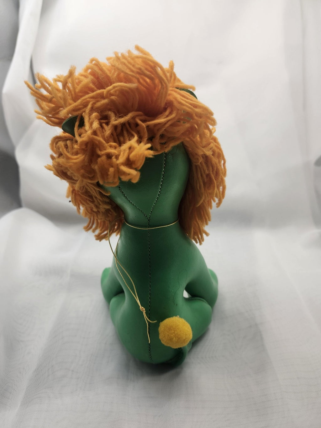 Vintage Sonson Green Lion Plush Small Stuffed Animal Japan Yarn Mane Retro