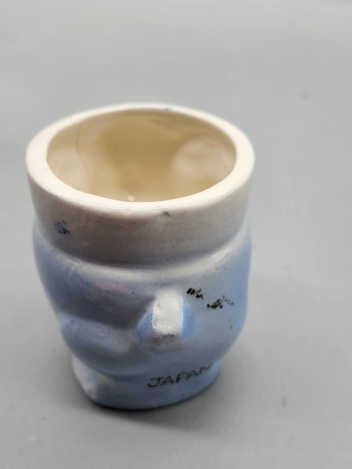 Vintage Blue Porcelain Rabbit Figurine Small Planter Cup Japan Decor Cute