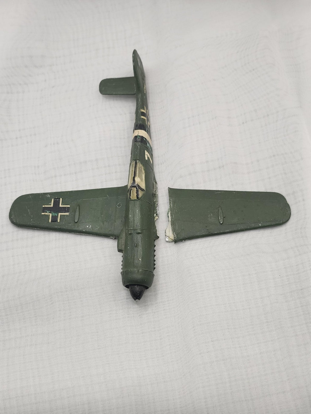 Vintage German WW2 Fighter Plane Diecast Airplane Toy Small Green Parts Repair