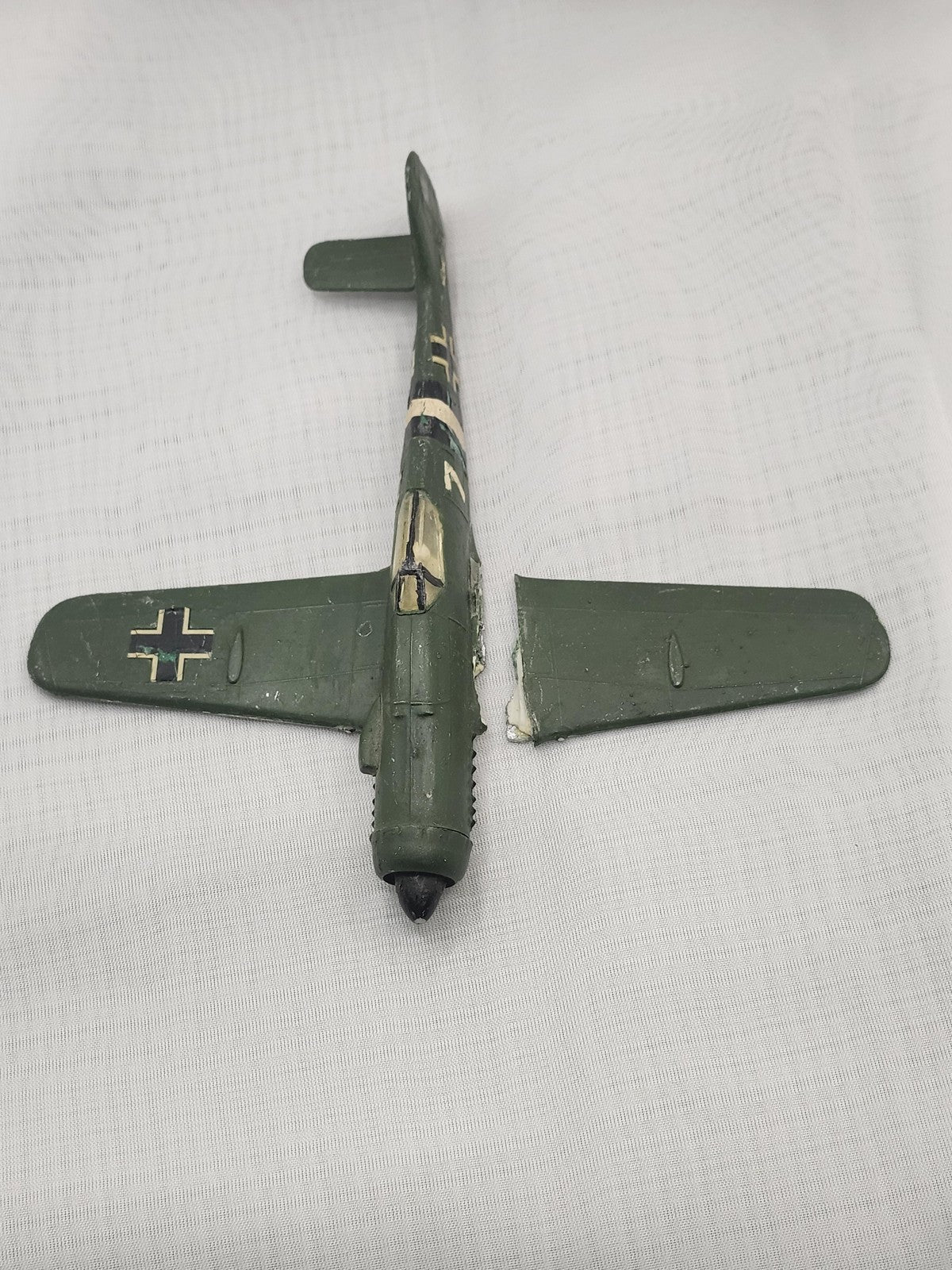Vintage German WW2 Fighter Plane Diecast Airplane Toy Small Green Parts Repair