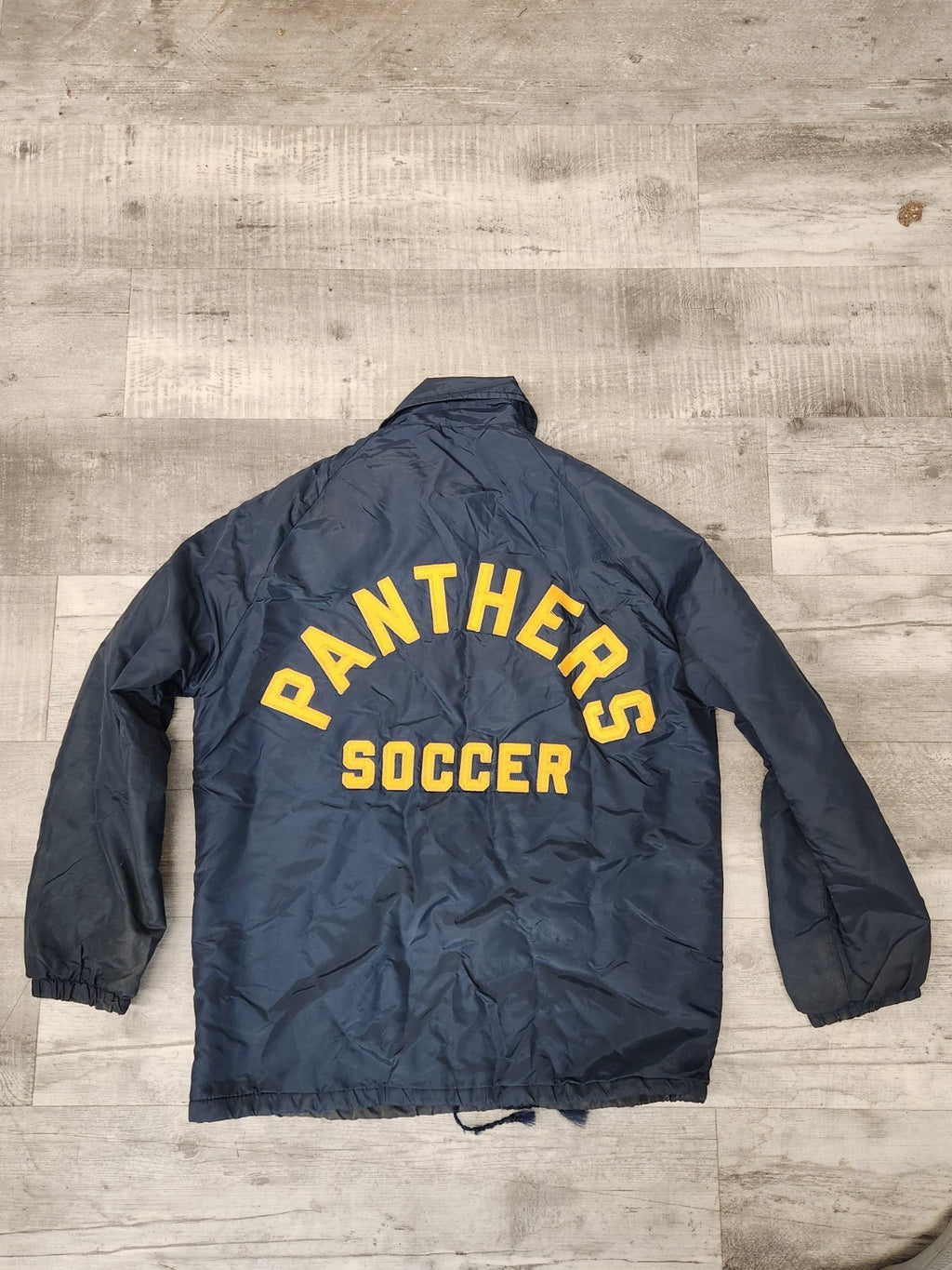 Vintage Panthers Soccer Coach Jacket Mens XS Blue Nylon Varsity Style Team...