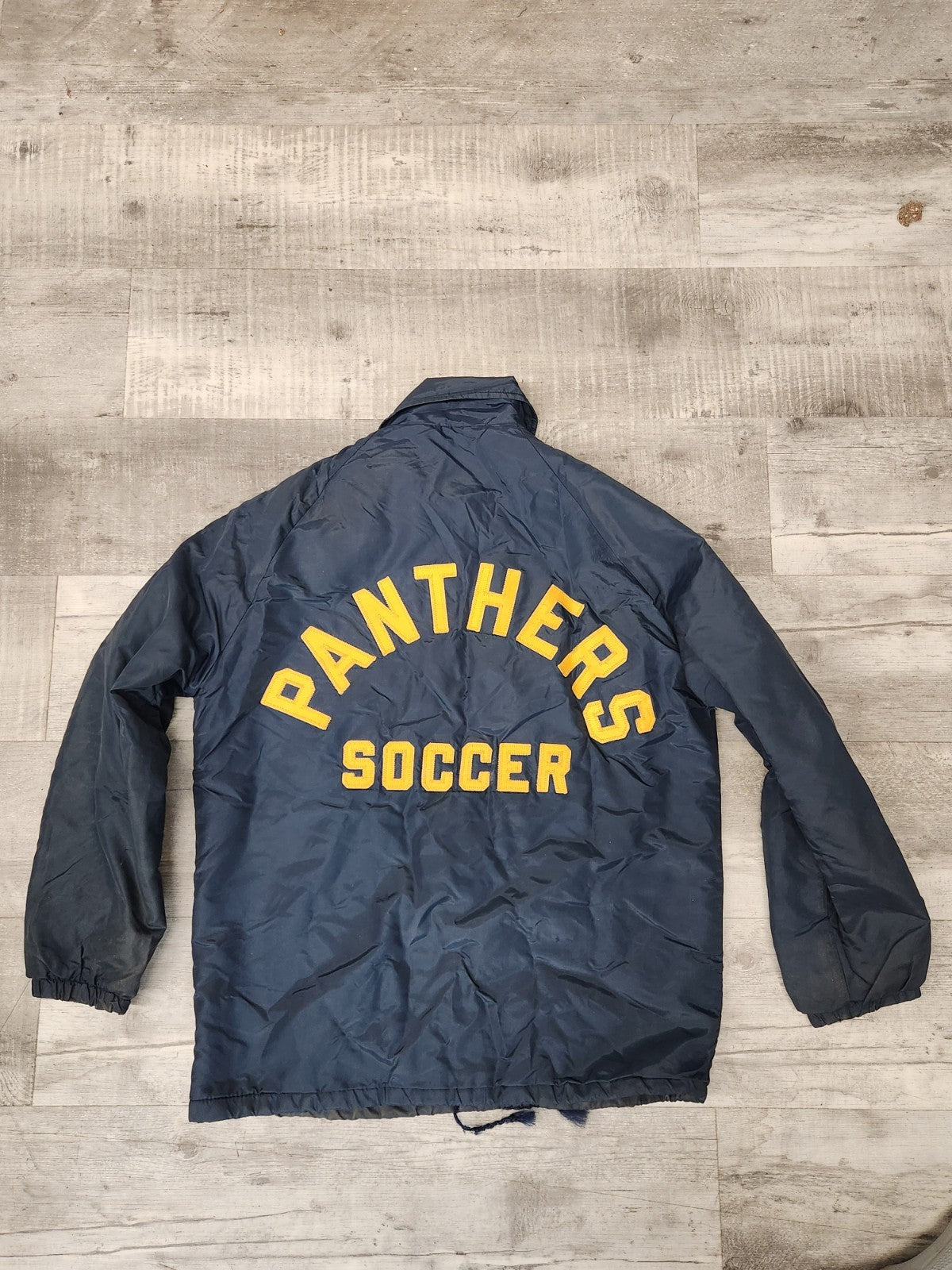 Vintage Panthers Soccer Coach Jacket Mens XS Blue Nylon Varsity Style Team...