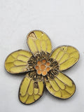 Yellow Enamel Flower Brooch Pin Gold Tone Petals Daisy Costume Jewelry Gift