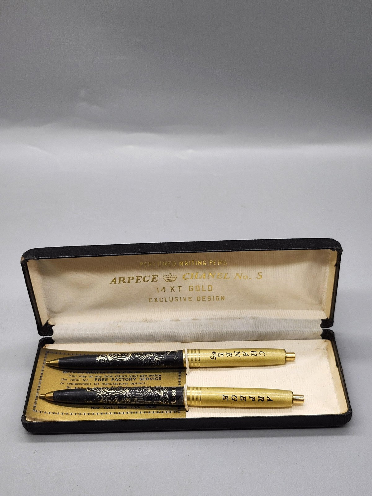 Vintage Quill Ballpoint Pen Sets Lot 2 Arpege Chanel No 5 Fresh Mark Burgundy