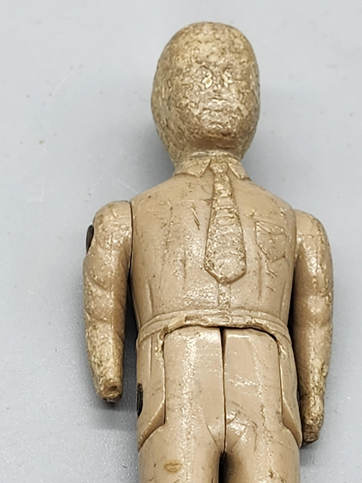 Vintage Beige Plastic Jointed Man Doll 3 In Suit Tie Dollhouse Figure Toy