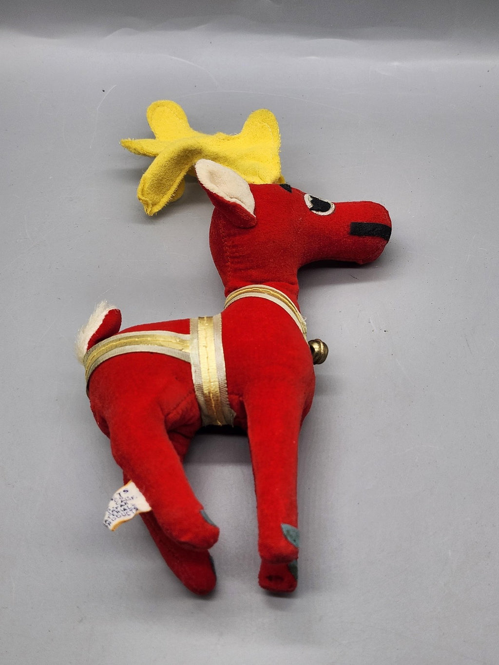 Vintage Dakin Dream Pets Red Reindeer Plush Small Yellow Antlers Japan Xmas