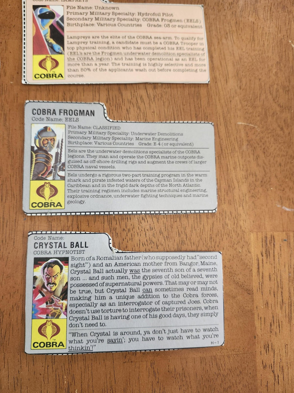 Vintage G.I. Joe Cobra File Card Lot 14pc Hasbro Action Figure Inserts Mixed