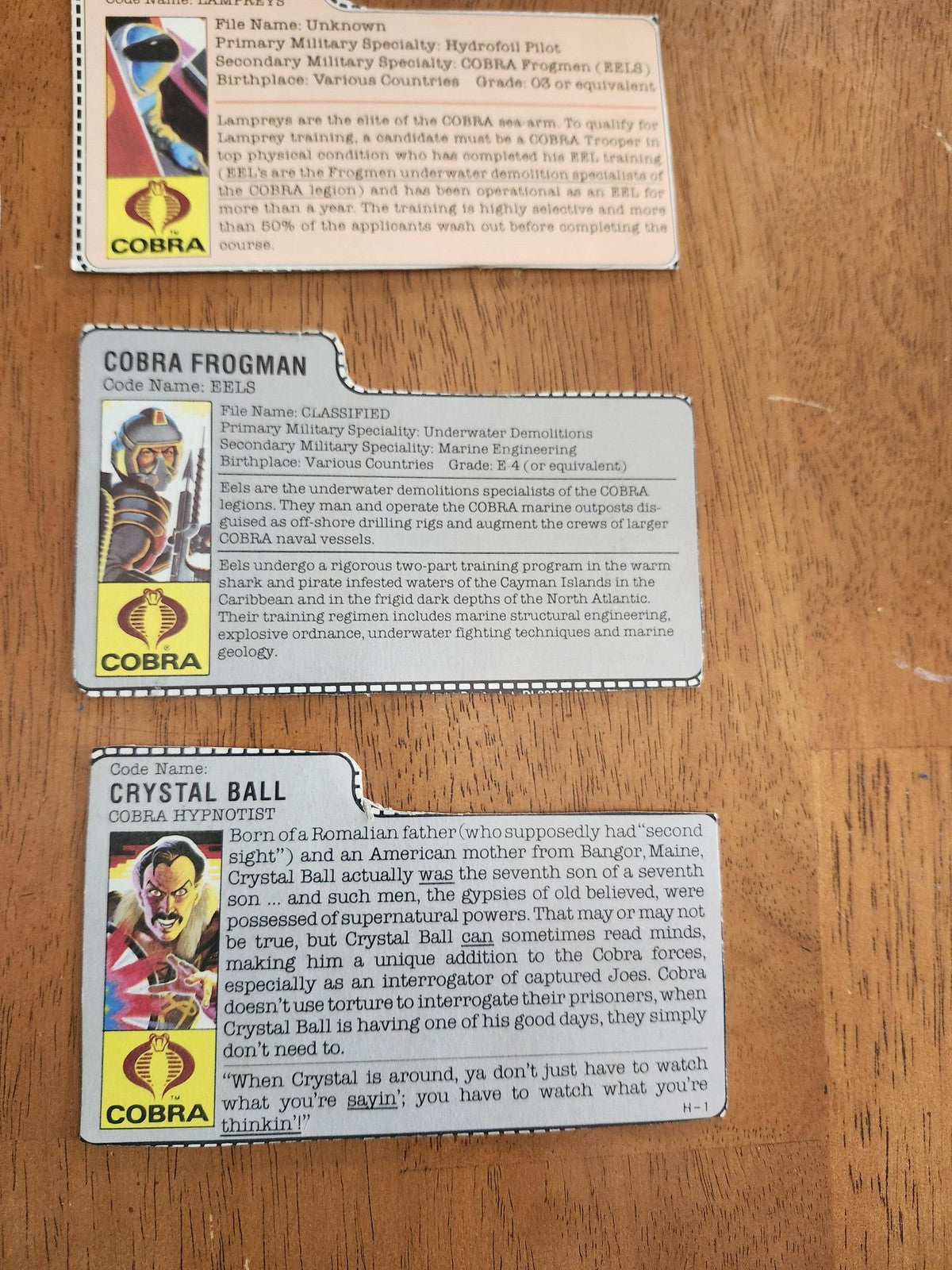 Vintage G.I. Joe Cobra File Card Lot 14pc Hasbro Action Figure Inserts Mixed