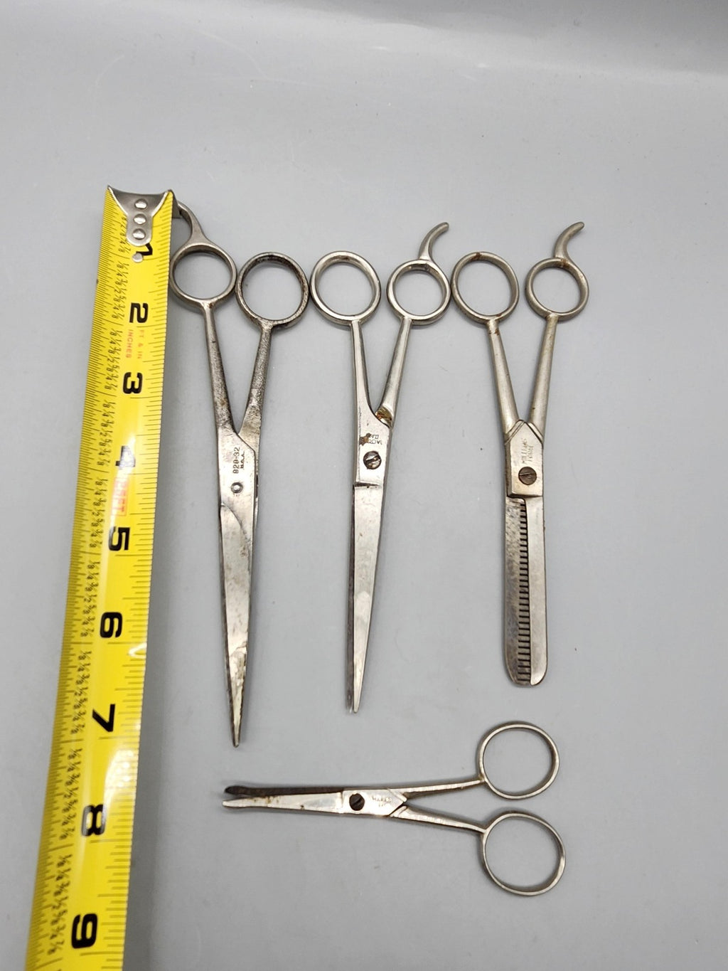 Vintage Millers Forge Barber Hair Cutting Thinning Shears Set 4 Pc 6in Silver