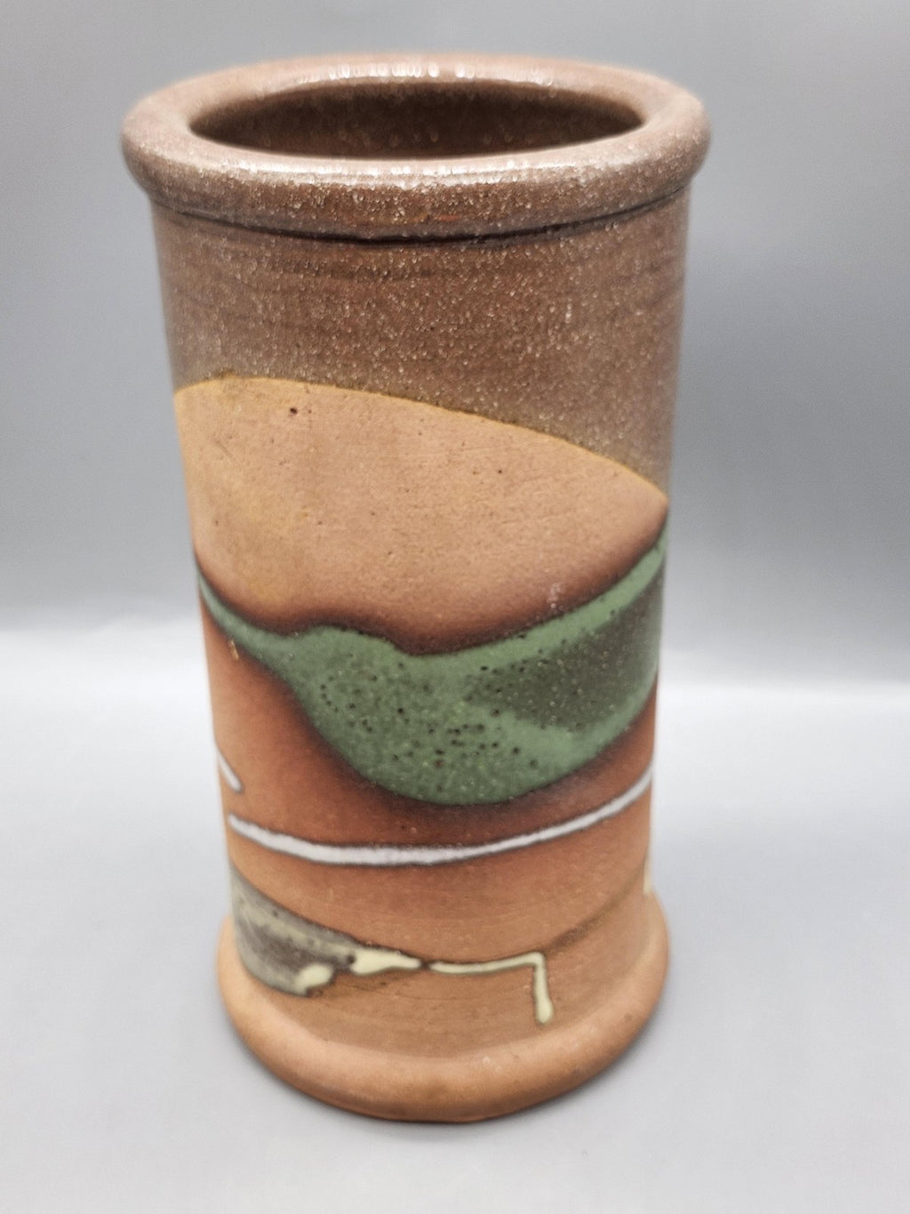 Brown Abstract Stoneware Vase Contemporary Art Pottery Table Shelf Decor