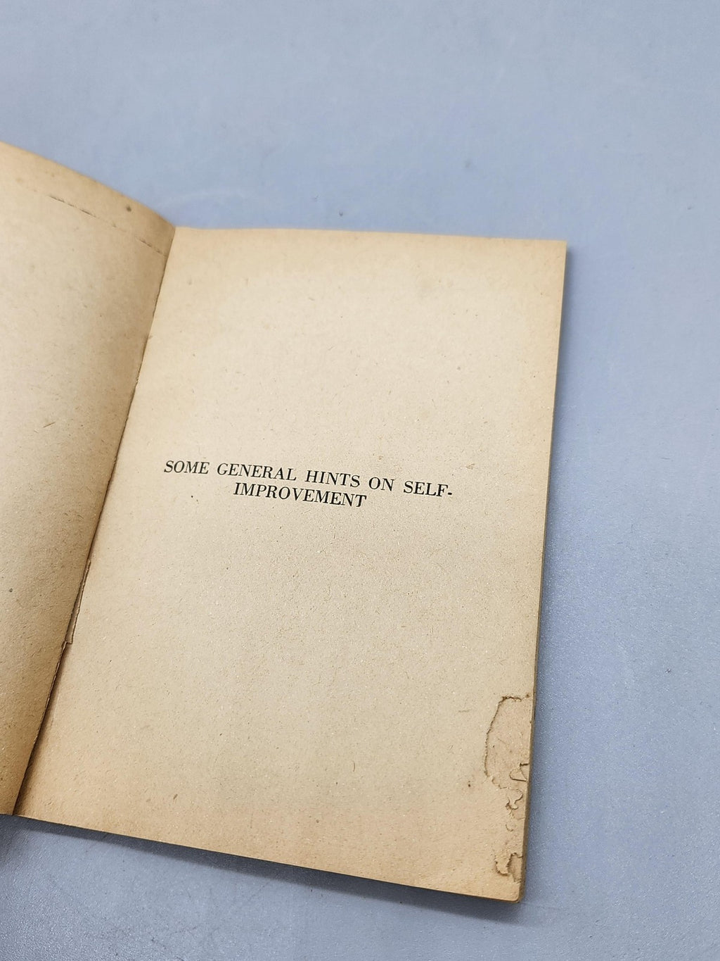 Vintage Some General Hints On Self-Improvement Lloyd E. Smith Tan PB USA 1925
