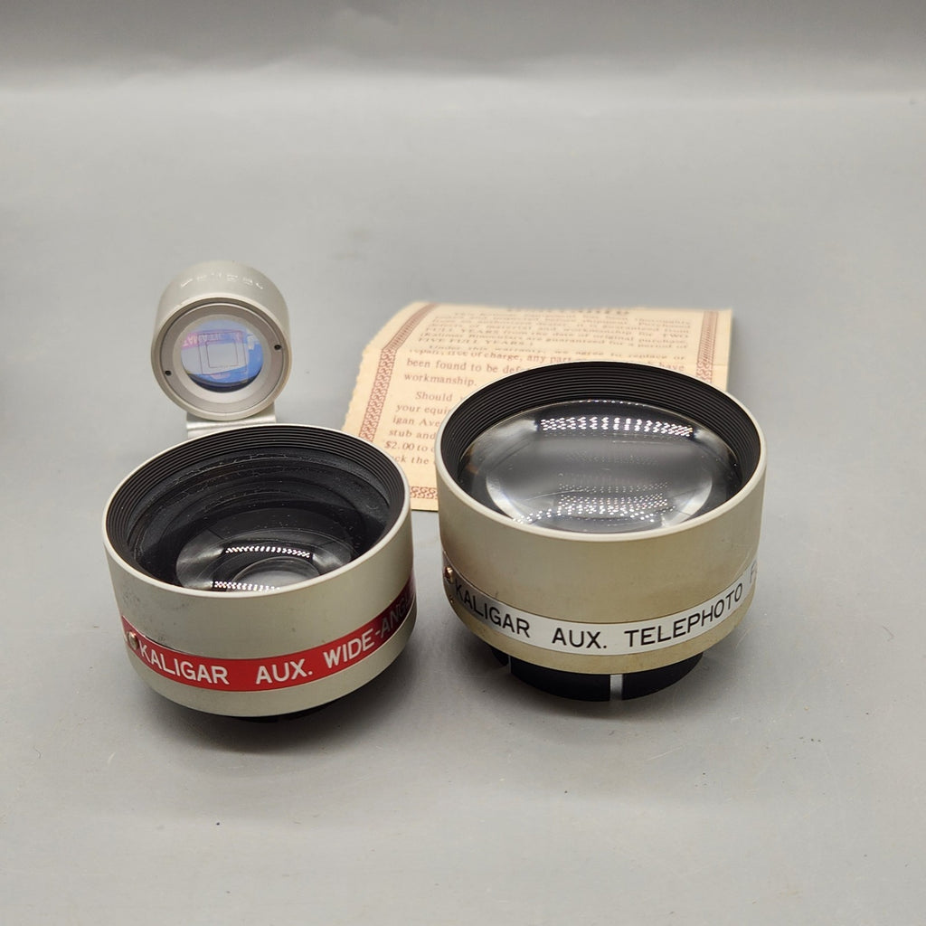 Vintage Kaligar Auxiliary Lens Set Wide Angle & Telephoto w/ Original Case 