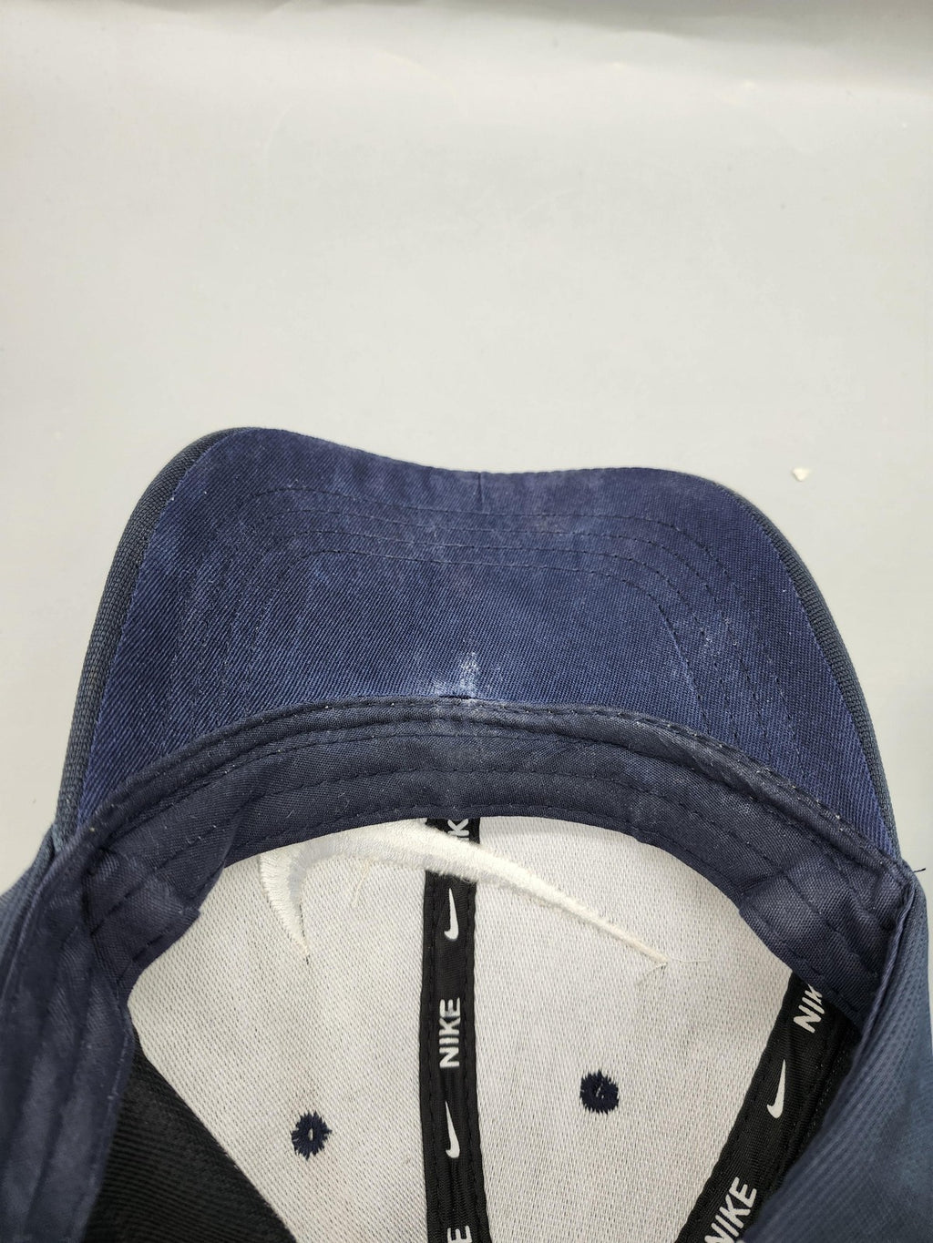 Nike Hat Cap Strap Back Mens One Size Navy Blue Swoosh Logo Twill Baseball