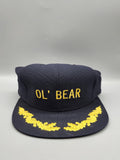 Vintage New Era Ol Bear Hat Cap Snap Back Mens One Size Blue Embroidered 80s