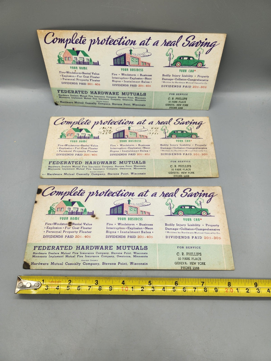 Lot of 3 Vintage Federated Hardware Mutuals Insurance Advertising Ink...
