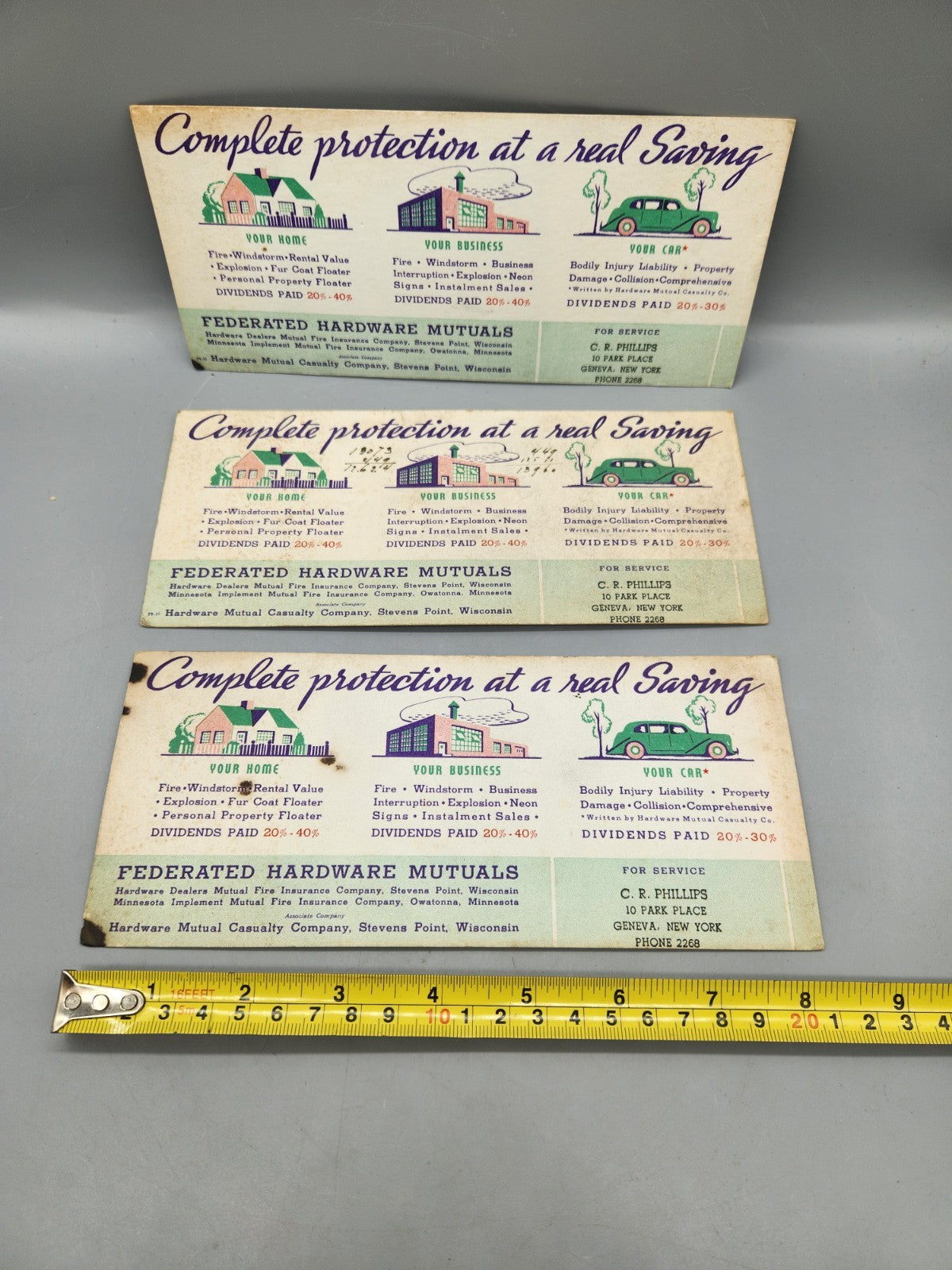 Lot of 3 Vintage Federated Hardware Mutuals Insurance Advertising Ink...