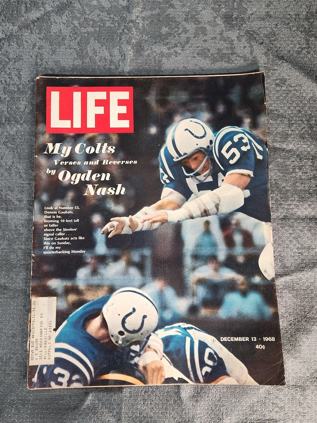 Vintage Life My Colts Verses And Reverses Ogden Nash Football Magazine USA 1968