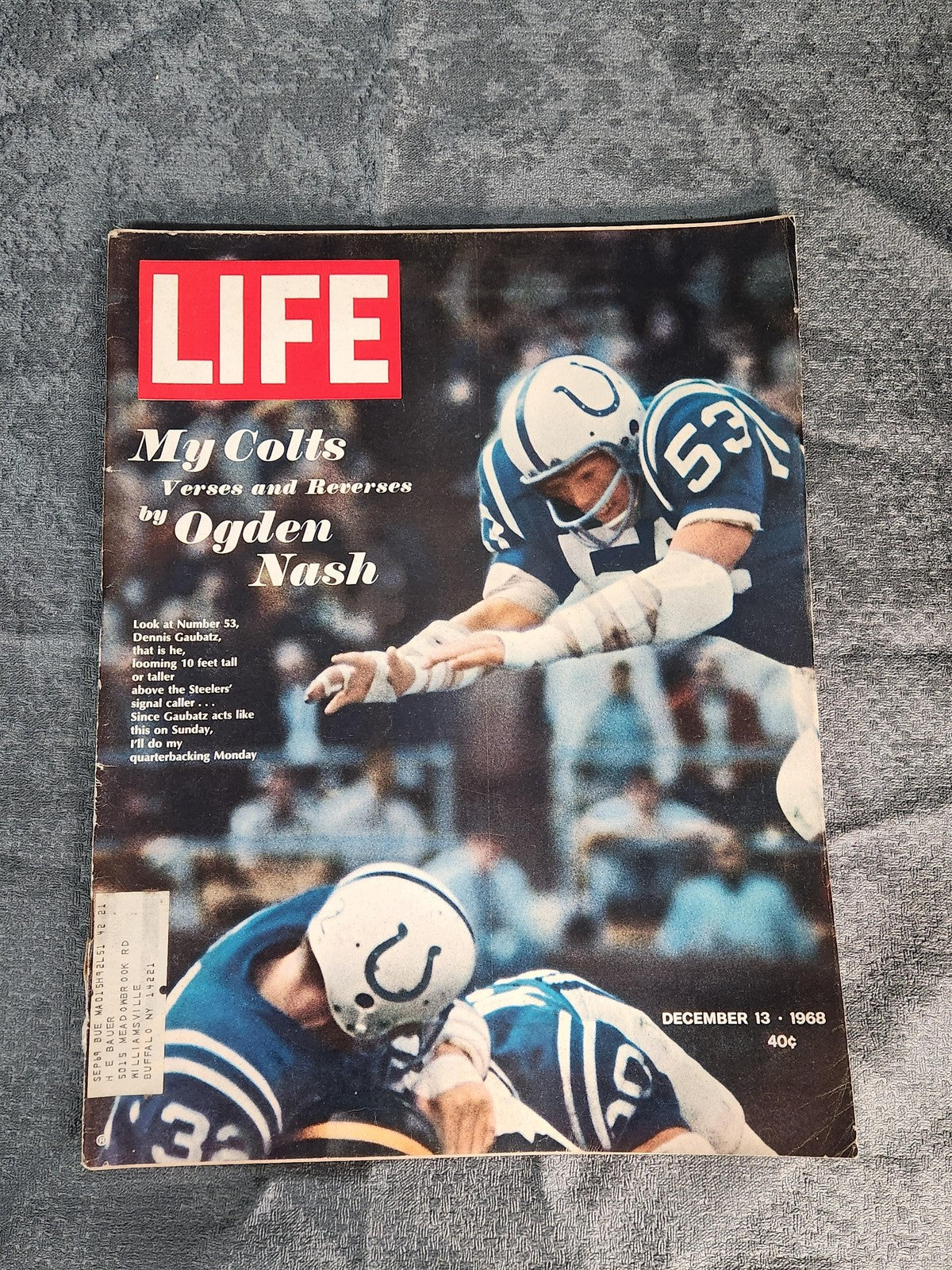 Vintage Life My Colts Verses And Reverses Ogden Nash Football Magazine USA 1968