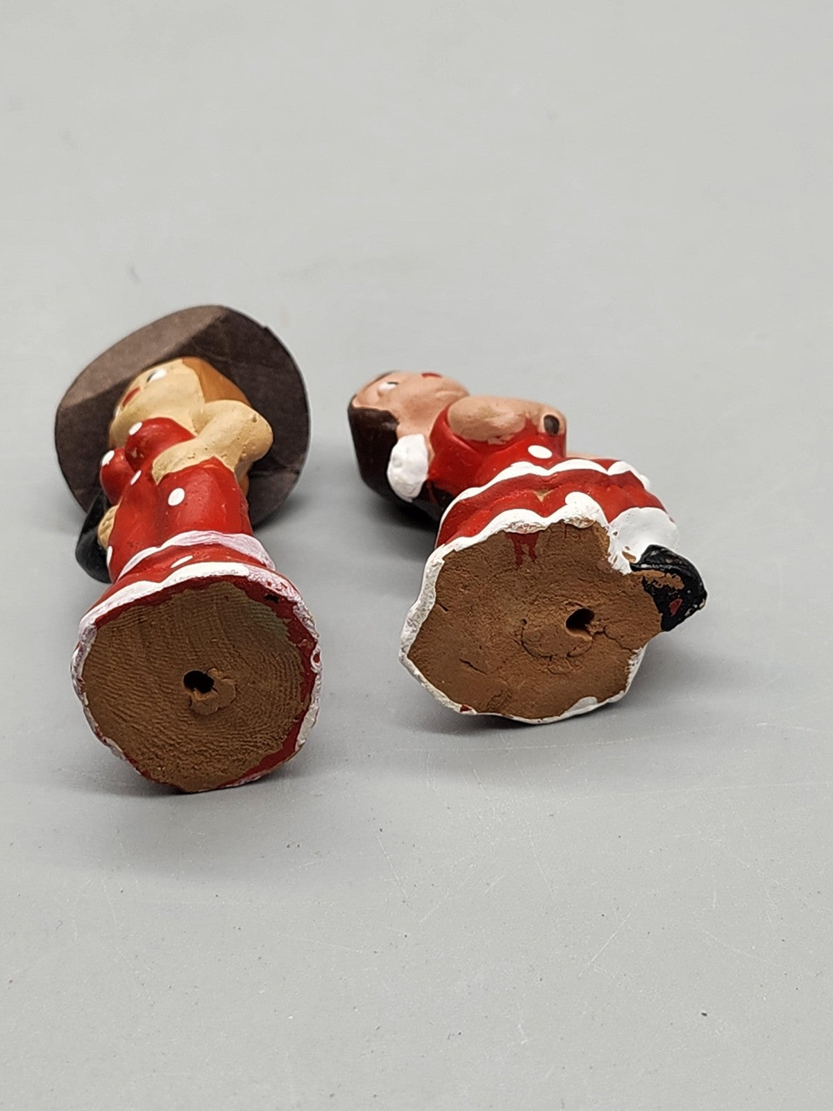 Unmarked Flamenco Dancer Figurines Lot 2 Small Red Polka Dot Terracotta Decor
