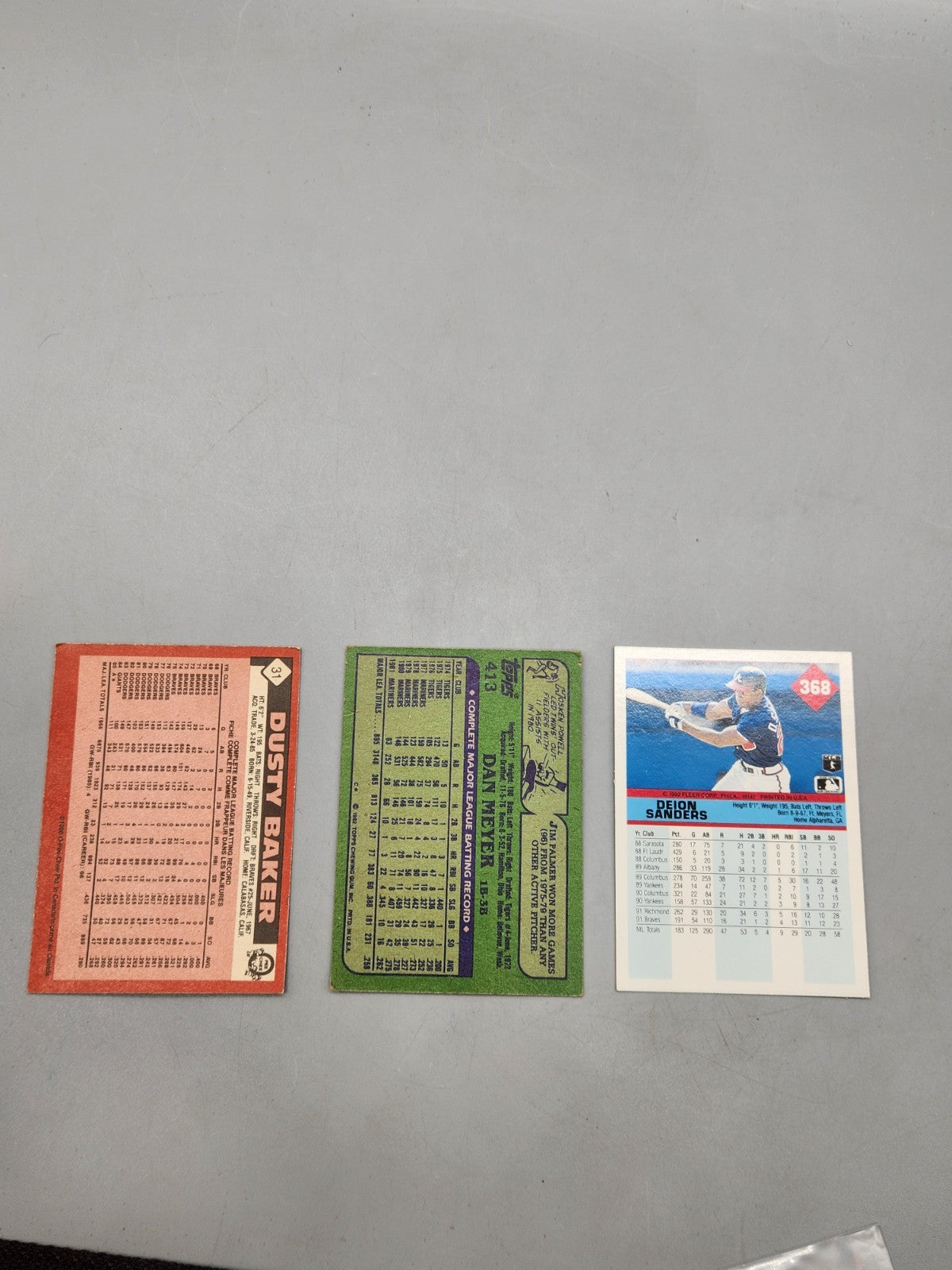 Deion Sanders Baseball Card Lot Fleer 1992 Dusty Baker Dan Meyer Vintage MLB...