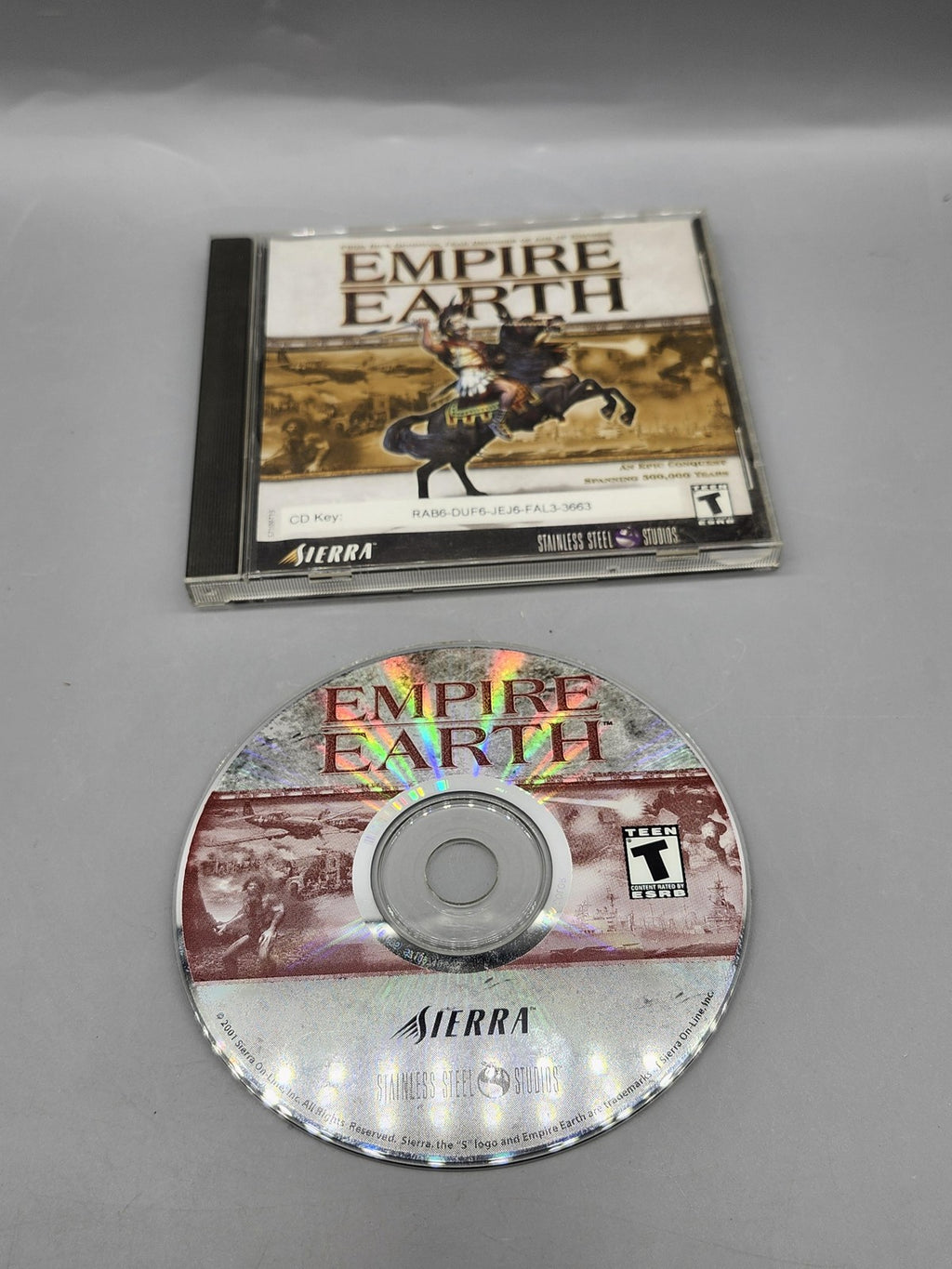 Empire Earth PC CD-ROM Game Disc Case Sierra T Teen Strategy War RTS 2001