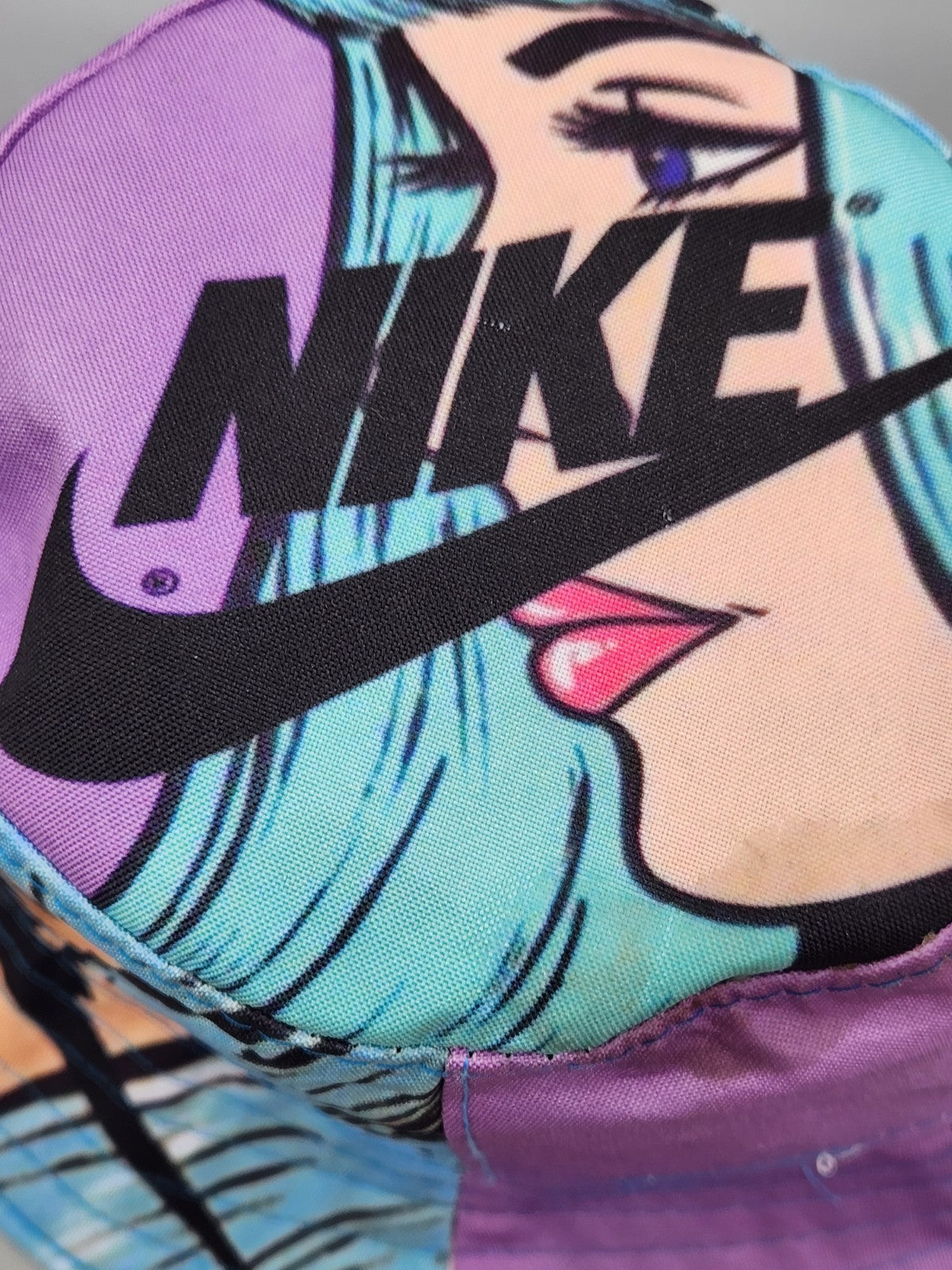 Nike Anime Art Bucket Hat – Purple/Blue Graphic Print Hat