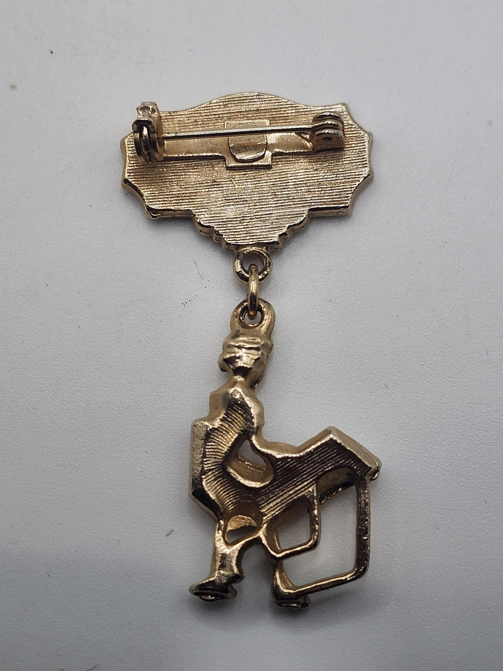 Vintage Perfect Attendance Award Pin Gold Tone Student At Desk School Jewelry