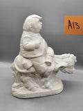Unmarked White Ceramic Sancho Panza Figurine Don Quixote Literature Home Decor