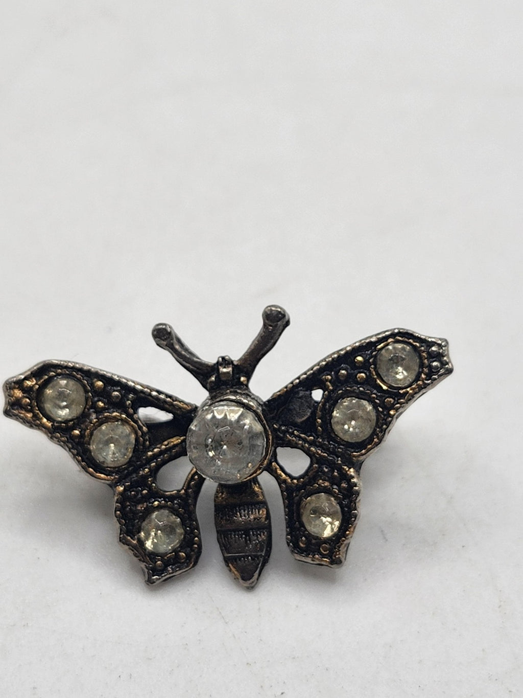 Butterfly Brooch Pin Gold Tone Clear Rhinestone Insect Costume Jewelry Gift