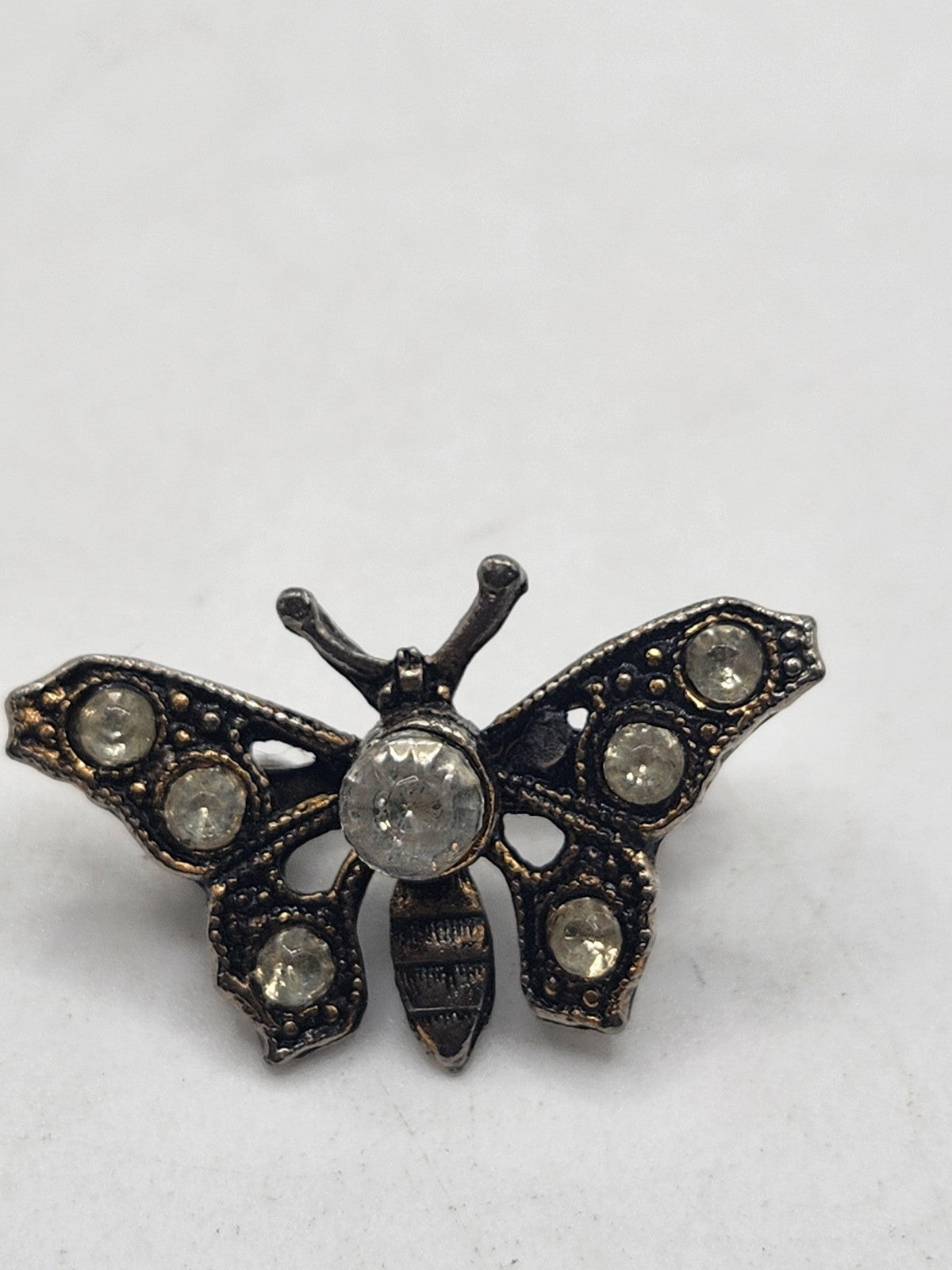 Butterfly Brooch Pin Gold Tone Clear Rhinestone Insect Costume Jewelry Gift