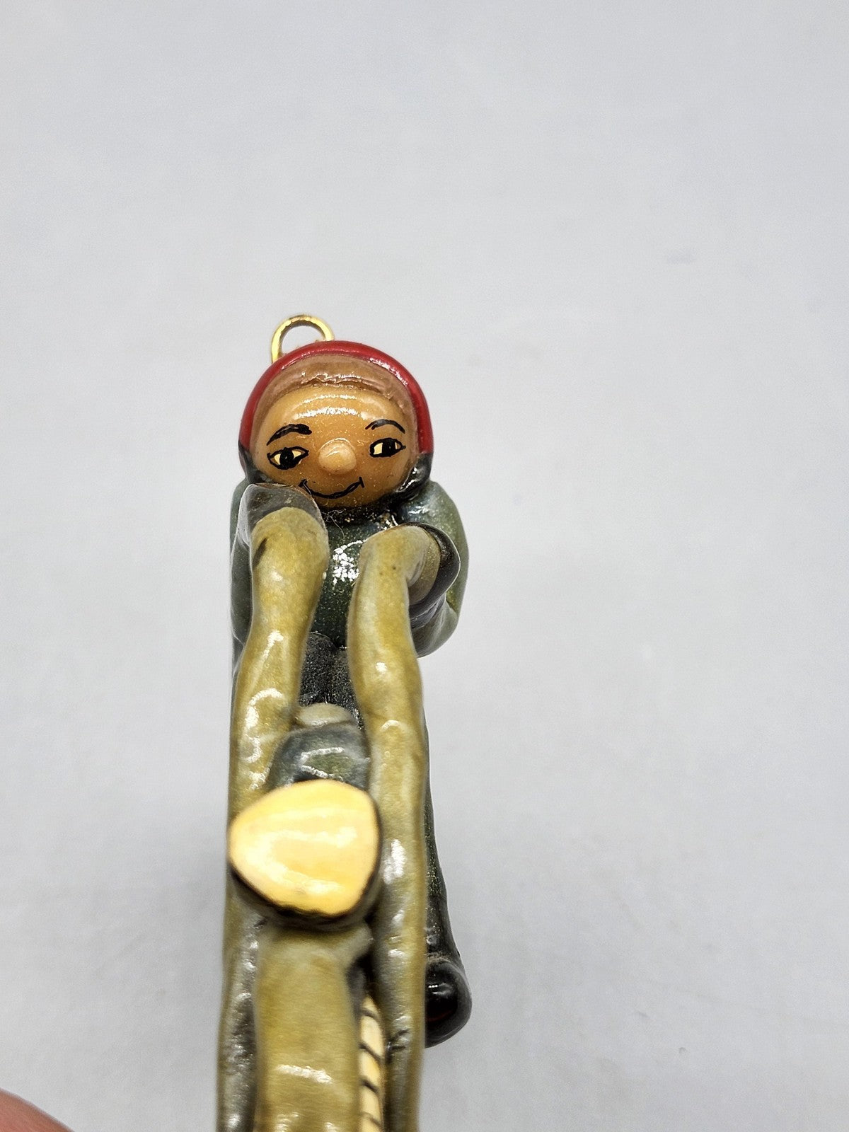 Vintage Rebel Motorcycle Rider Ornament Small Multicolor Ceramic Biker Decor
