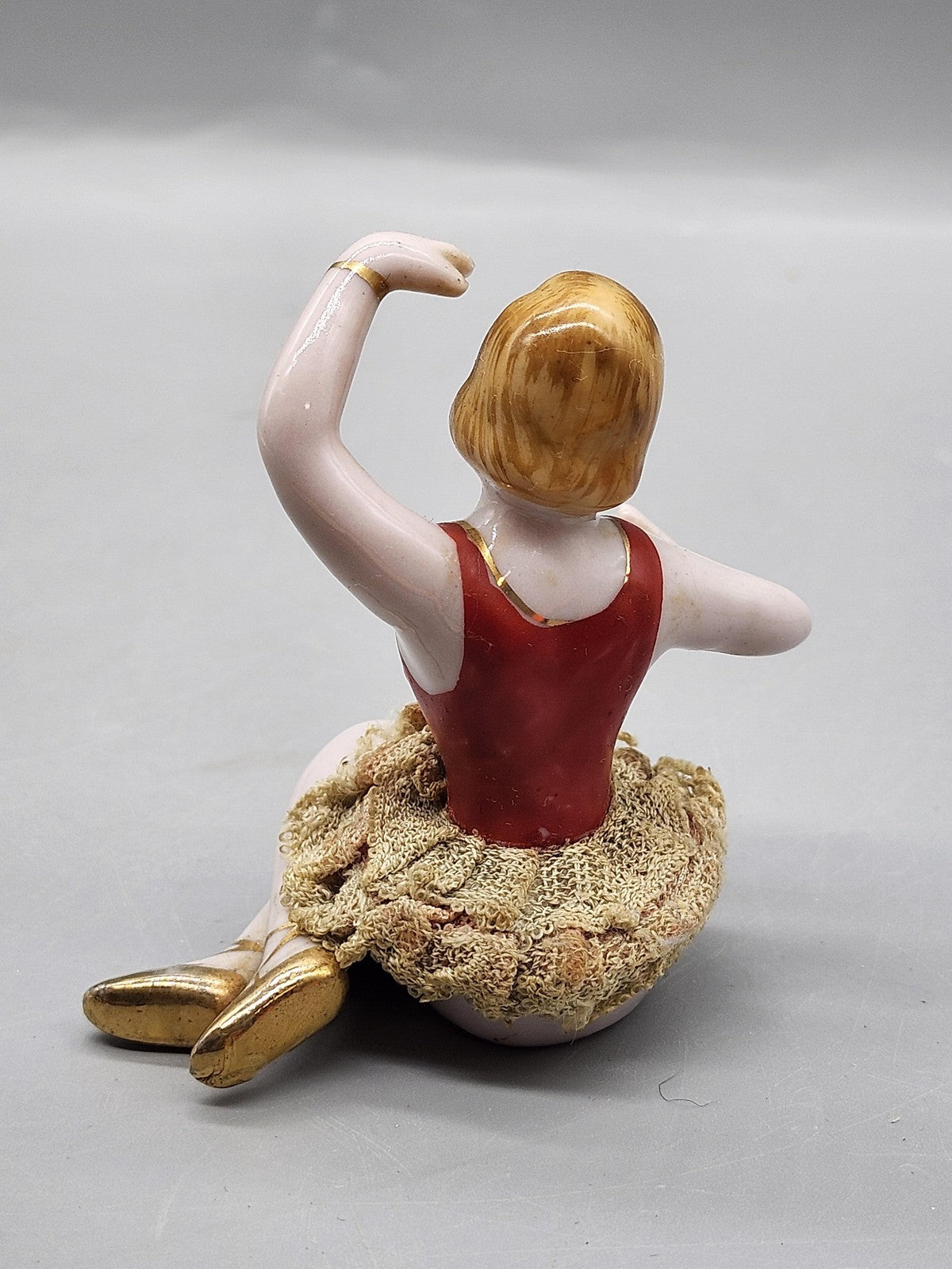 Vintage Unmarked Ballerina Figurine Small Multicolor Porcelain Art Deco Decor