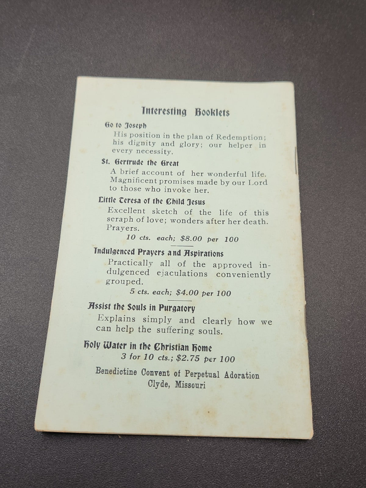 Vintage 1921 Holy Water In The Christian Home Catholic Devotional Booklet Rare