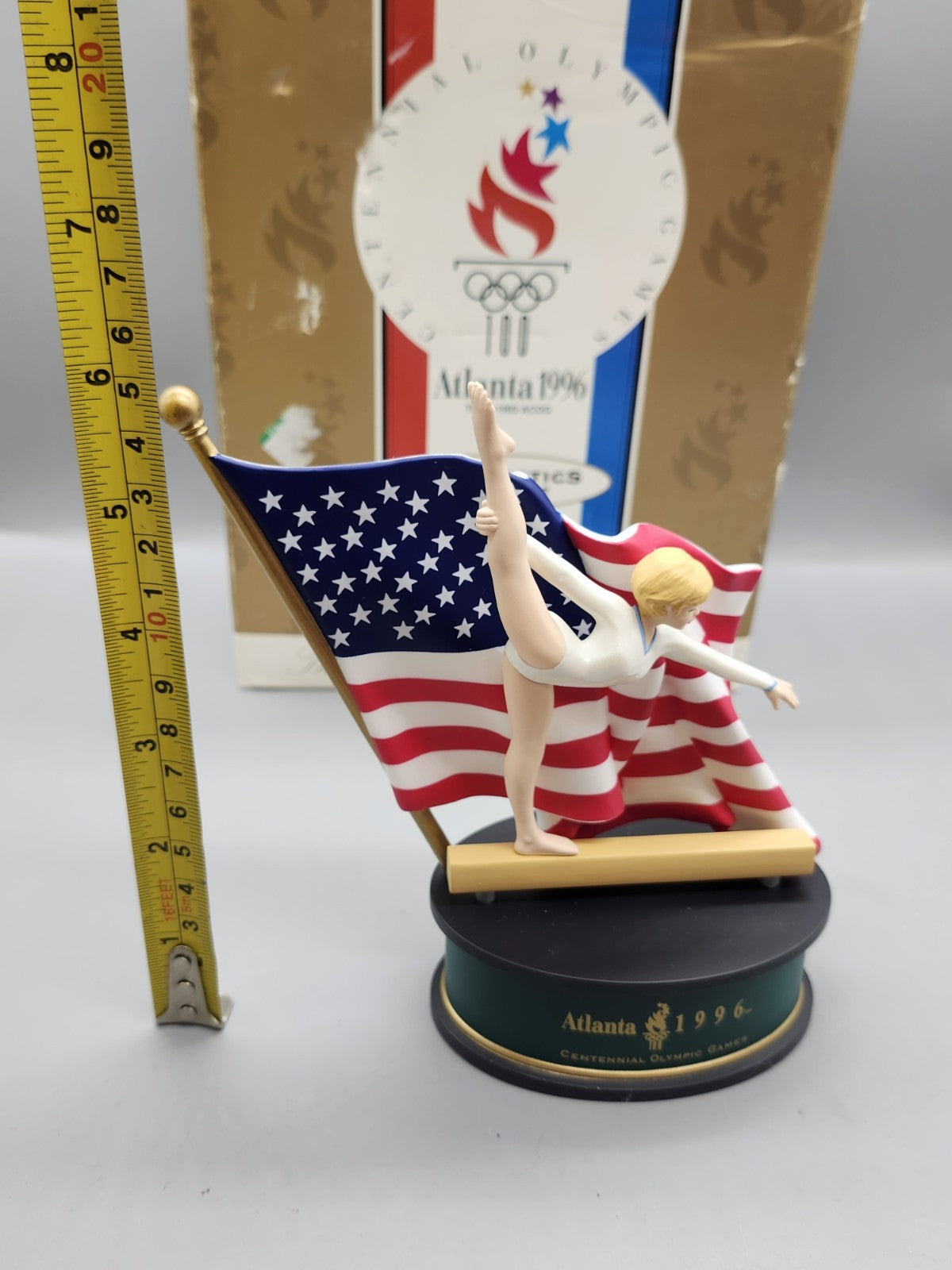 Hallmark Atlanta 1996 Olympic Spirit Gymnastics Figurine w/ Box USA Flag