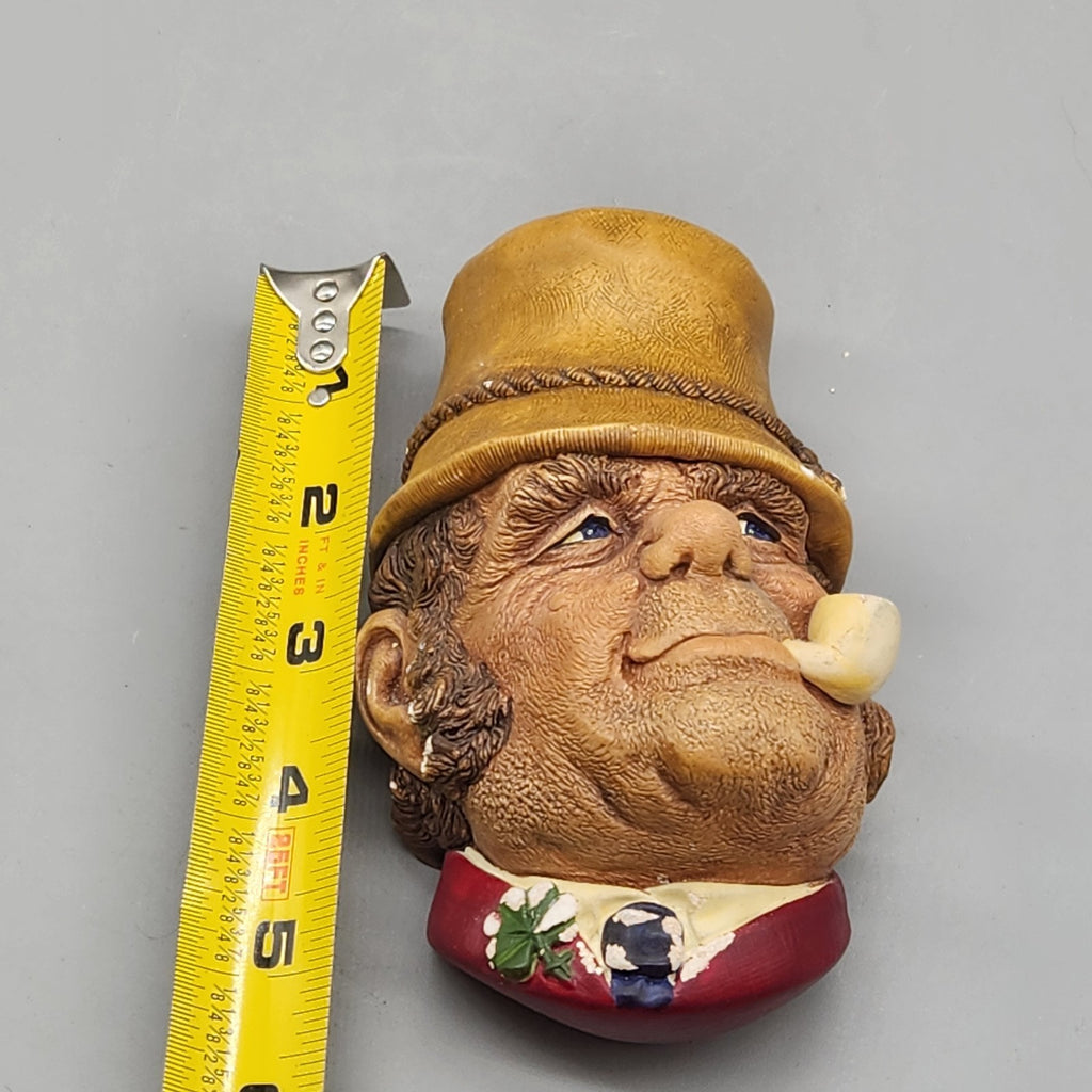 Vintage Bossons Paddy Wall Mask Head 1969 England Chalkware Irish Character Pipe