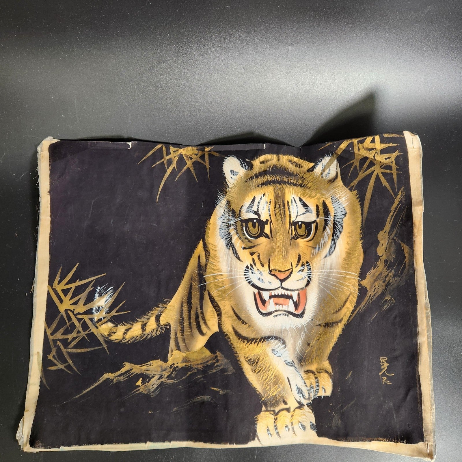 Tiger Bamboo Original Painting On Paper Unframed Wildlife Art 13x18 Signed OOAK